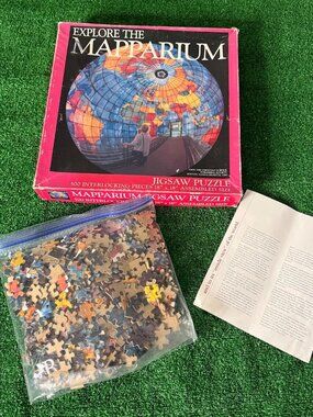 Vintage 1995 Mapparium Boston Globe Jigsaw Puzzle Rare Stained Glass Map AS IS